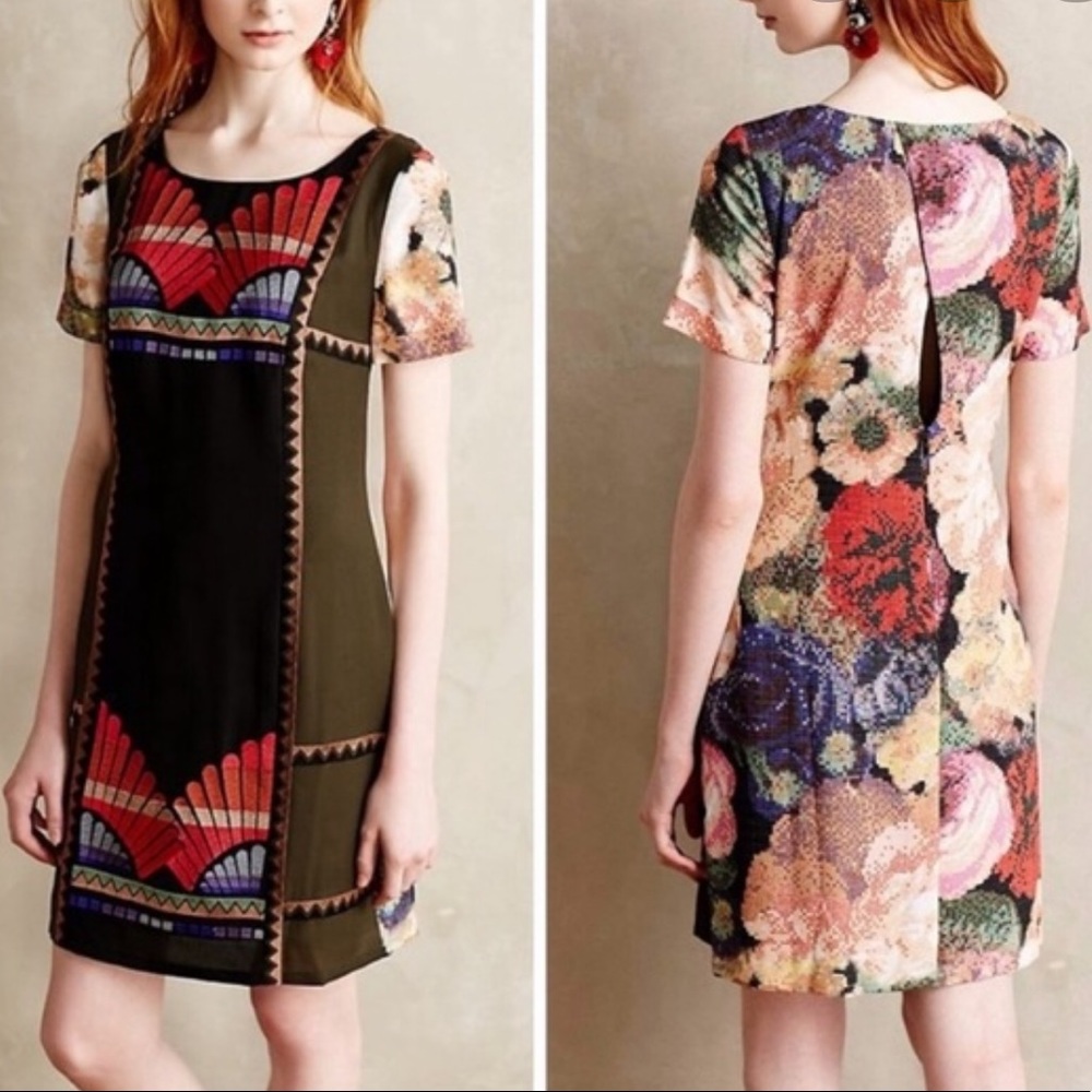 Anthropologie Rana Gill, embroidered dress, 0